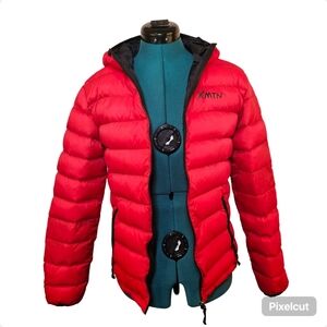 👍XMTN red hooded packable children's down puffer jacket size XL (14-16) US